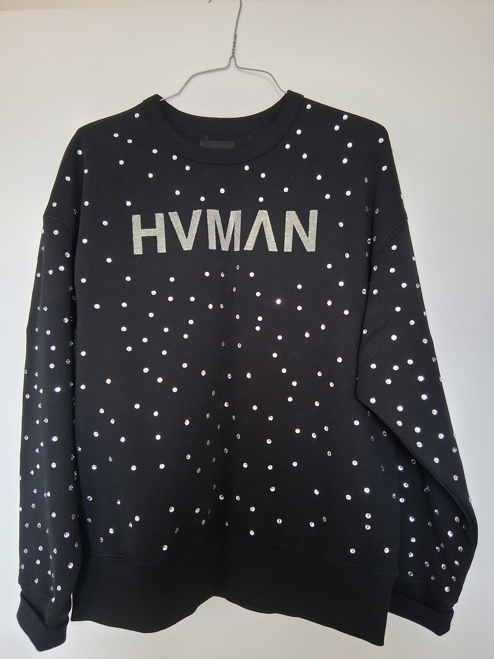 Hvman Black Rhinestone Crewneck Sweatshirt! Sz XL